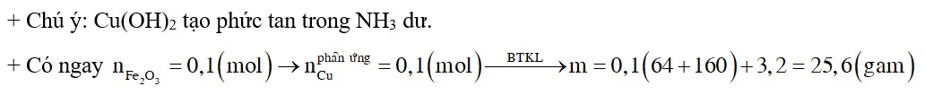 Cho m gam hỗn hợp Cu và Fe2O3 vào dung dịch H2SO4 loãng (dư), khuấy đều