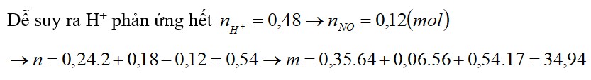 Cho 0,35 mol bột Cu và 0,06 mol Fe(NO3)3 vào dung dịch chứa 0,24 mol H2SO4 (loãng)