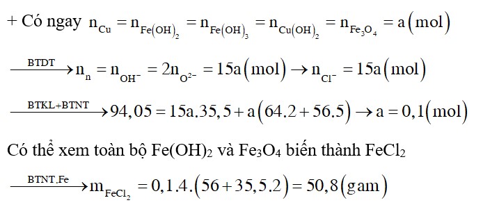 Hòa tan hết hỗn hợp bột gồm Cu, Fe(OH)2, Fe(OH)3, Cu(OH)2, Fe3O4 có cùng số mol