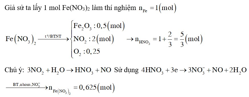 Nhiệt phân hoàn toàn một lượng Fe(NO3)2 thu được chất rắn X và hỗn hợp khí Y