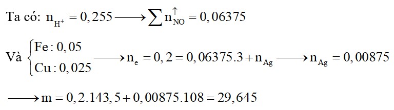 Hòa tan hoàn toàn hỗn hợp gồm 2,8 gam Fe và 1,6 gam Cu trong 500 ml dung dịch hỗn hợp HNO3 0,11M