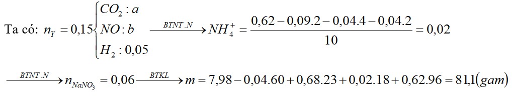 Hòa tan hoàn toàn 7,98 gam hỗn hợp X chứa Mg, Al và MgCO3 trong dung dịch chứa NaNO3