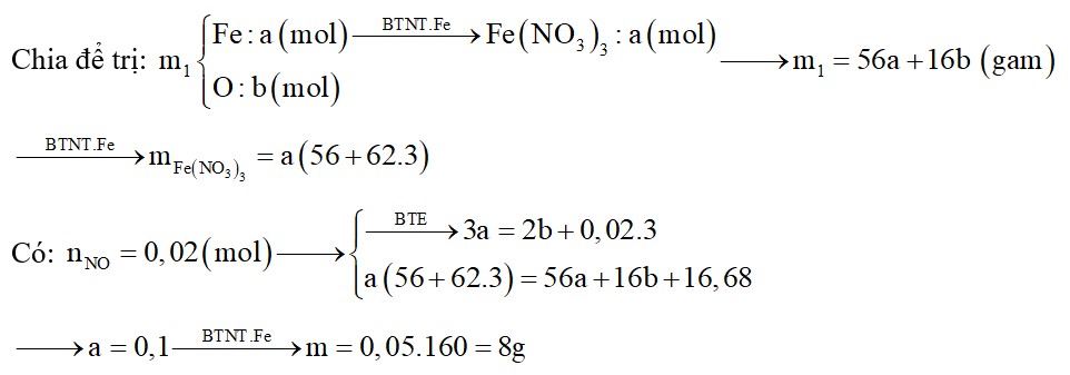 Thổi khí CO đi qua ống sứ đựng m gam Fe2O3 nung nóng. Sau phản ứng thu được m1 gam chất rắn 