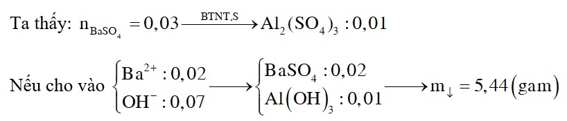 Nhỏ từ từ dung dịch đến dư Ba(OH)2 0,2M vào 100ml dung dịch A chứa Al2(SO4)3 xM