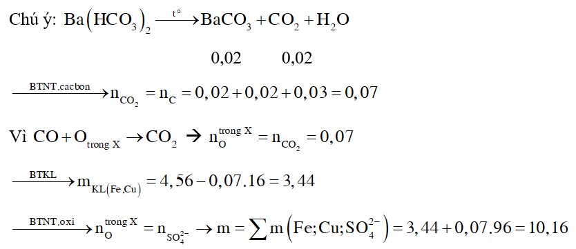 Hỗn hợp X gồm: CuO, FeO và Fe3O4. Dẫn khí CO dư qua 4,56 gam hỗn hợp X nung nóng