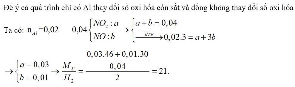 Trộn 0,54 gam bột Al với hỗn hợp bột Fe2O3 và CuO rồi tiến hành phản ứng nhiệt nhôm cao