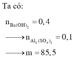 Nhỏ từ từ dung dịch Ba(OH)2 0,2M vào ống nghiệm chứa dung dịch Al2(SO4)3. Đồ thị biểu diễn