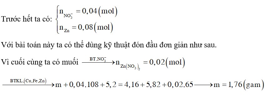 Cho m gam hỗn hợp Cu và Fe vào 200 ml dung dịch AgNO3 0,2M, sau một thời gian thu được