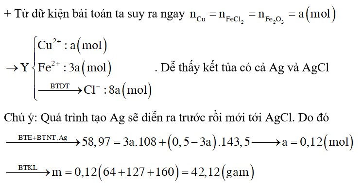 Hoà tan hết m gam hỗn hợp bột X gồm Cu, FeCl2, Fe2O3 trong dung dịch HCl vừa đủ