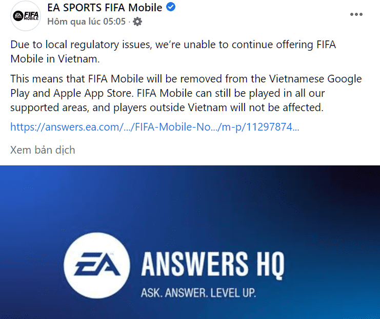 Vì sao FIFA Mobile ngừng hoạt động tại Việt Nam?