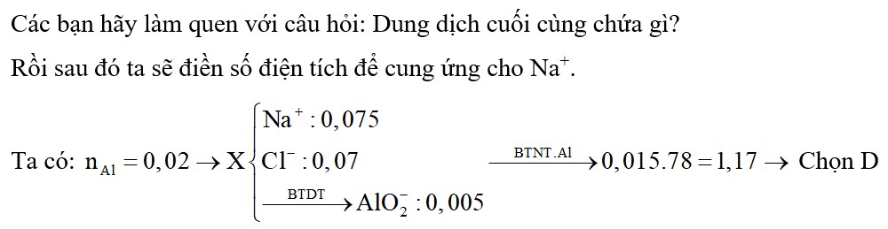 Hòa tan hết 0,54g Al trong 70ml dung dịch HCl 1M thu được dung dịch X