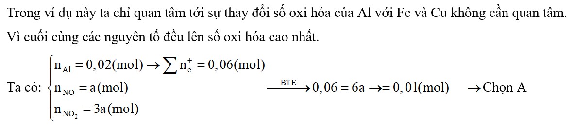 Trộn 0,54 gam bột nhôm với Fe2O3 và CuO rồi tiến hành phản ứng nhiệt nhôm thu được hỗn hợp A