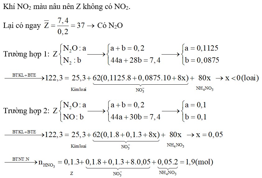 Hoà tan hoàn toàn 25,3 gam hỗn hợp X gồm Mg, Al, Zn bằng dung dịch HNO3. Sau khi phản ứng kết thúc thu được