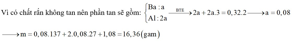 Cho m gam hỗn hợp gồm Ba và Al vào nước dư, sau khi các phản ứng xảy ra hoàn toàn thu được
