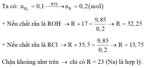 Cho m gam kim loại kiềm R vào dung dịch HCl thu được 2,24 lít khí (đktt) và dung dịch A