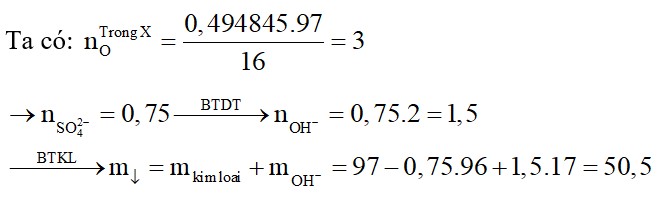 Hỗn hợp X gồm Fe2(SO4)2, FeSO4 và Al2(SO4)3. Thành phần phần trăm về khối lượng của oxi trong X là 49,4845%