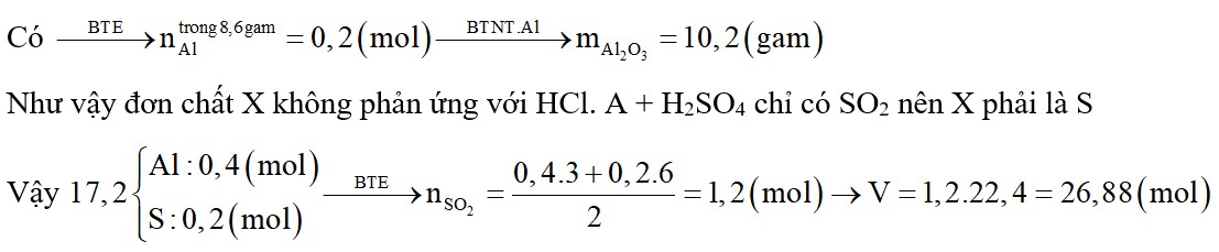 Hỗn hợp A gồm Al và đơn chất X . Cho 8,6 gam A vào HCl dư được 6,72 lít khí