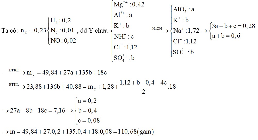 Cho 23,88 gam hỗn hợp X gồm Mg, MgO, Mg(NO3)2 và Al tan hoàn toàn trong dung dịch chứa KHSO4
