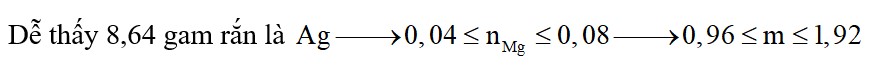 Dung dịch X chứa 0,08 mol Fe(NO3)3 và 0,08 mol AgNO3. Cho m gam Mg vào X thì thu được 18,64 gam rắn