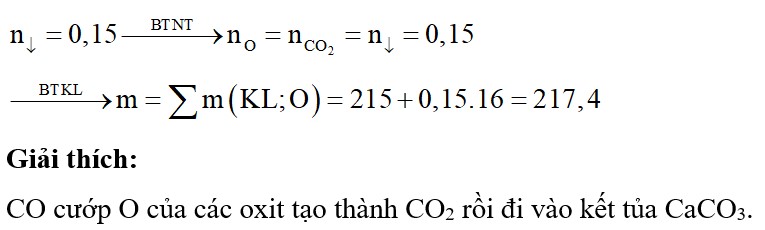 Dẫn một luồng khí CO qua ống sứ đựng m gam hỗn hợp CuO, Fe2O3, Fe3O4 và Al2O3 rồi cho khí thoát ra hấp thụ hết vào