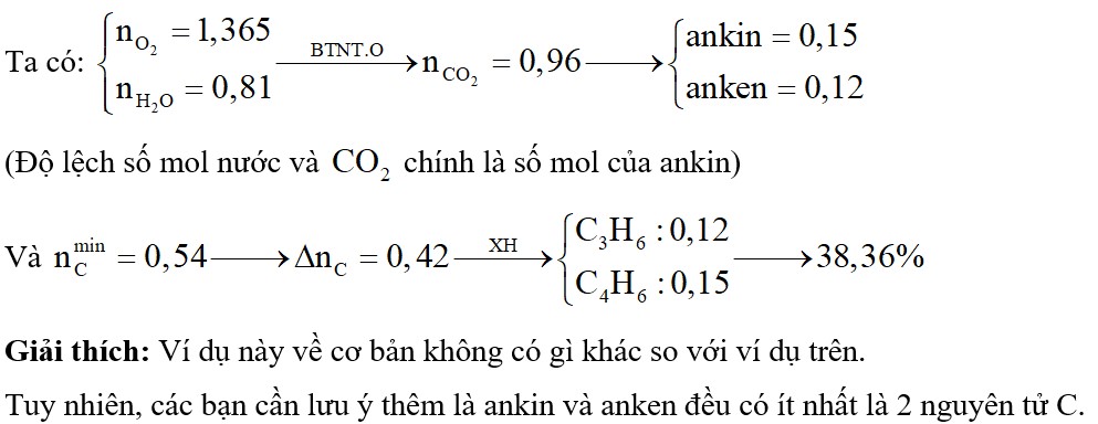 Hỗn hợp X chứa một ankin và một anken. Đốt cháy hoàn toàn 0,27 mol X cần dùng vừa đủ 1,365 molO2