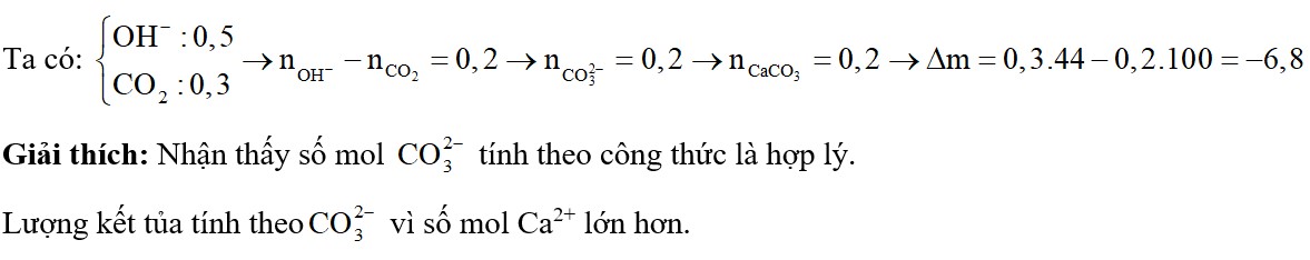 Hấp thụ toàn bộ 0,3 mol CO2 vào dung dịch chứa 0,25 mol Ca(OH)2. Khối lượng dung dịch sau phản ứng