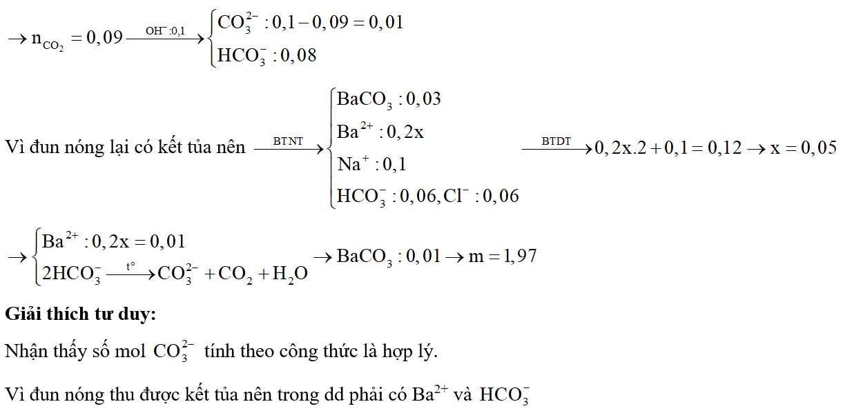 Sục 2,016 lít khí CO2 (đktc) vào 100 ml dung dịch NaOH 1M được dung dịch A