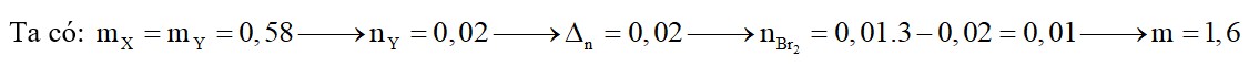 Hỗn hợp khí X gồm 0,03 mol H2 và 0,01 mol vinylaxetilen. Nung X một thời gian với xúc tác Ni 