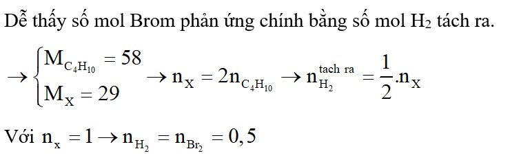 Tiến hành phản ứng tách H2 từ Butan (C4H10), sau một thời gian thu được hỗn hợp X gồm: CH2 = CH – CH2 – CH3