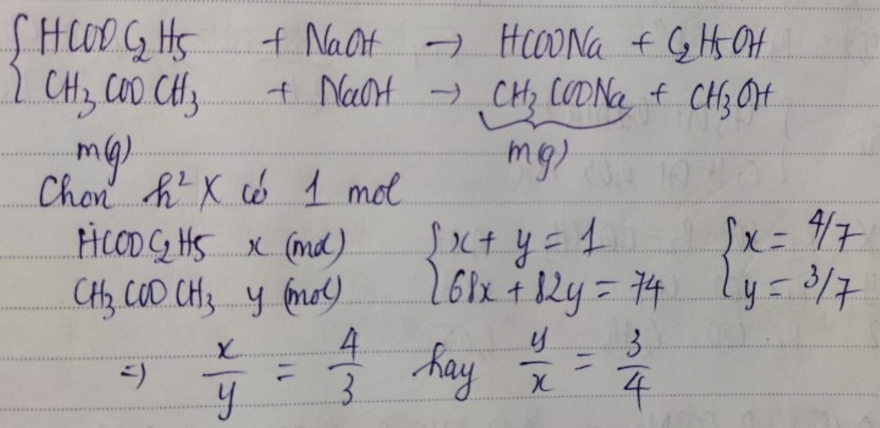 Thủy phân hoàn toàn m gam hỗn hợp X gồm hai este có công thức phân tử C3H6O2 trong dung dịch NaOH đun nóng 1