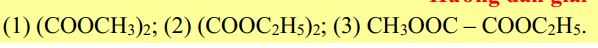 Thực hiện phản ứng este hóa giữa HOOC – COOH với hỗn hợp CH3OH và C2H5OH thu được tối đa bao nhiêu este hai chức? 1