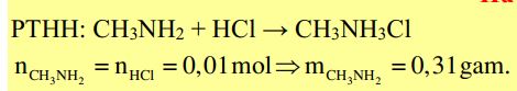 Khối lượng metylamin cần để tác dụng vừa đủ với 0,01 mol HCl là 1