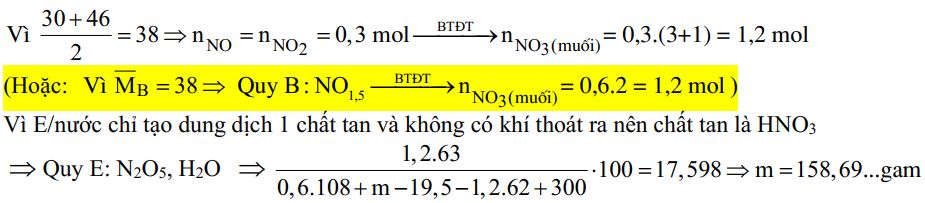 Cho 19,5 gam hỗn hợp Al và kim loại M tác dụng với dung dịch HNO3 dư, thu được dung dịch X (không chứa muối amoni) và 0,6 mol hỗn hợp B 3