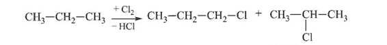 Monochloro hoá propane (có chiếu sáng, ở 25°C), thu được 45% 1-chloropropane 1